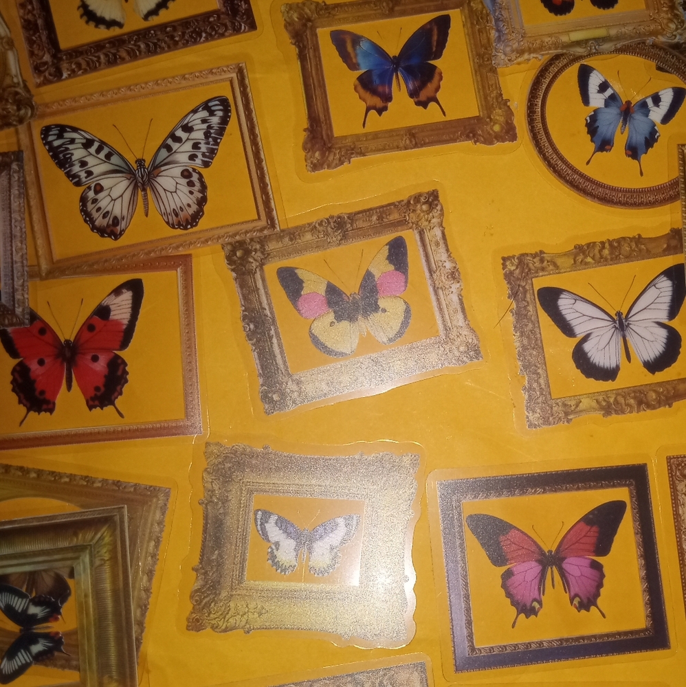 8 Pack Beautiful Colorful Mixed Stained Glass Butterfly Sticker Set